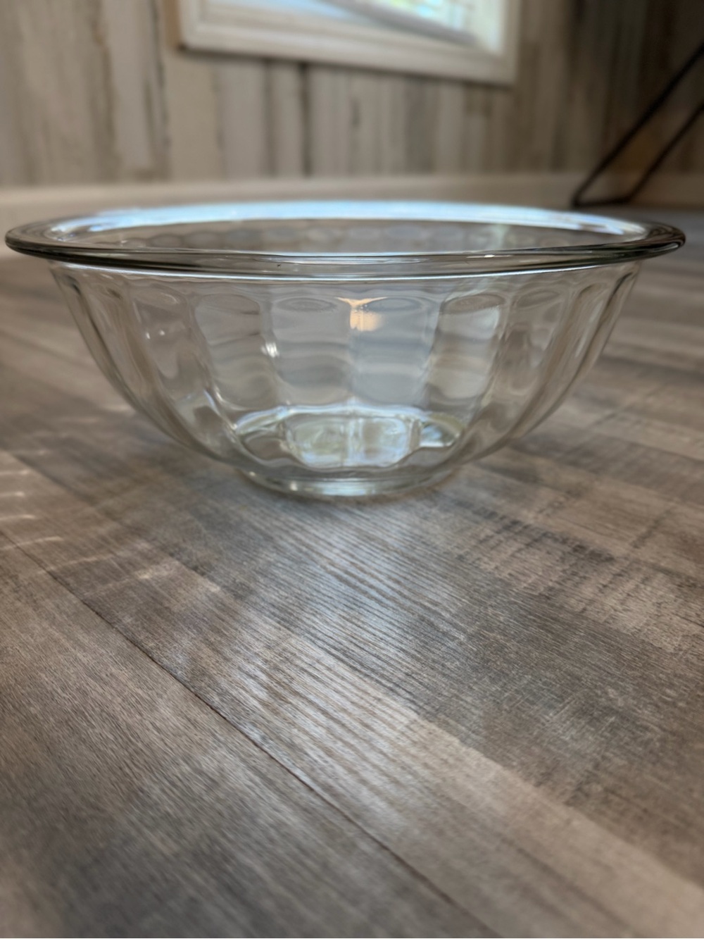 Vintage Pyrex Clear Glass Ribbed Mixing Bowl 1.5 Qt Ovenware USA Retro Kitchen